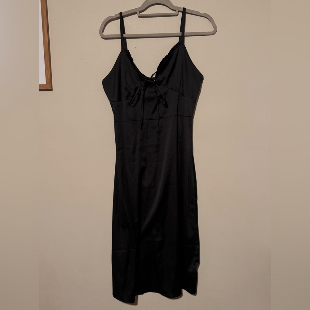 GUC The Drop Black Silky Slip Dress